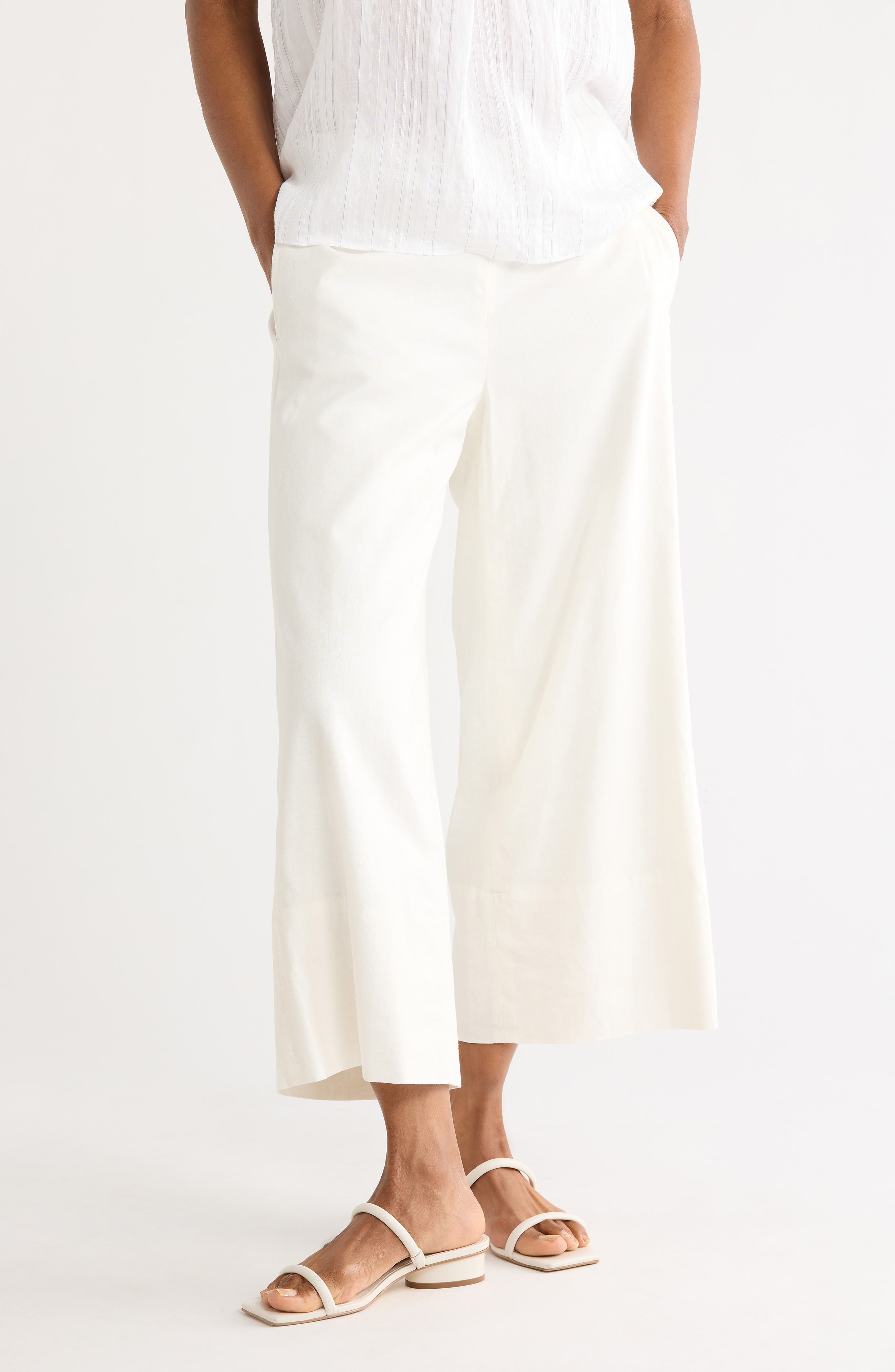 Vince Linen Blend Crop Wide Leg Pants