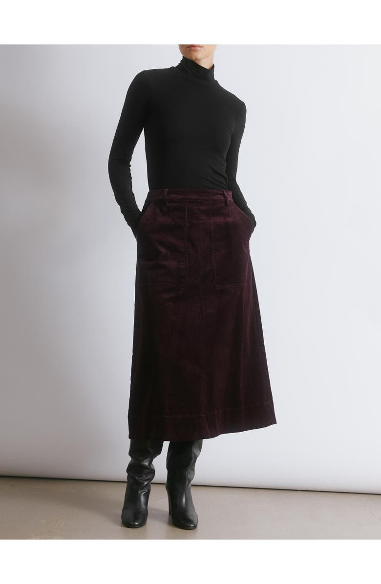 Albaray Cord A-Line Skirt, Alternate, color, Burgundy