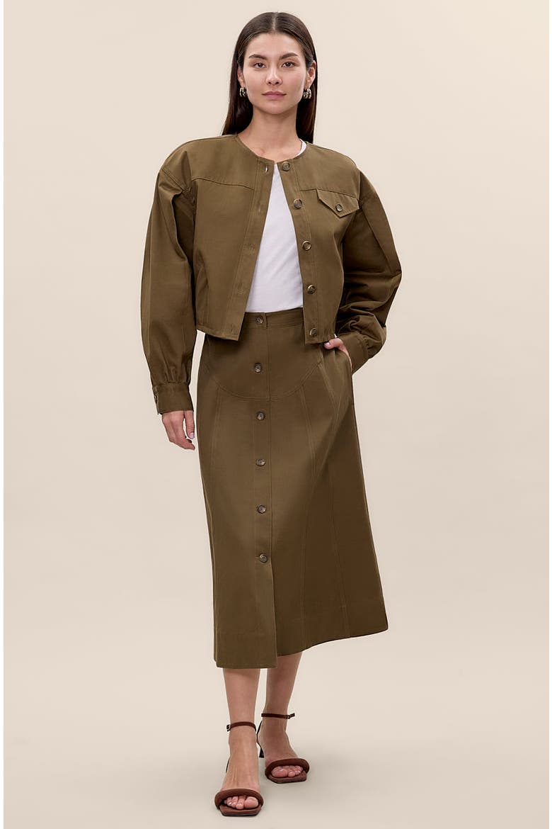 Aria Twill Jacket, Alternate, color, Olive