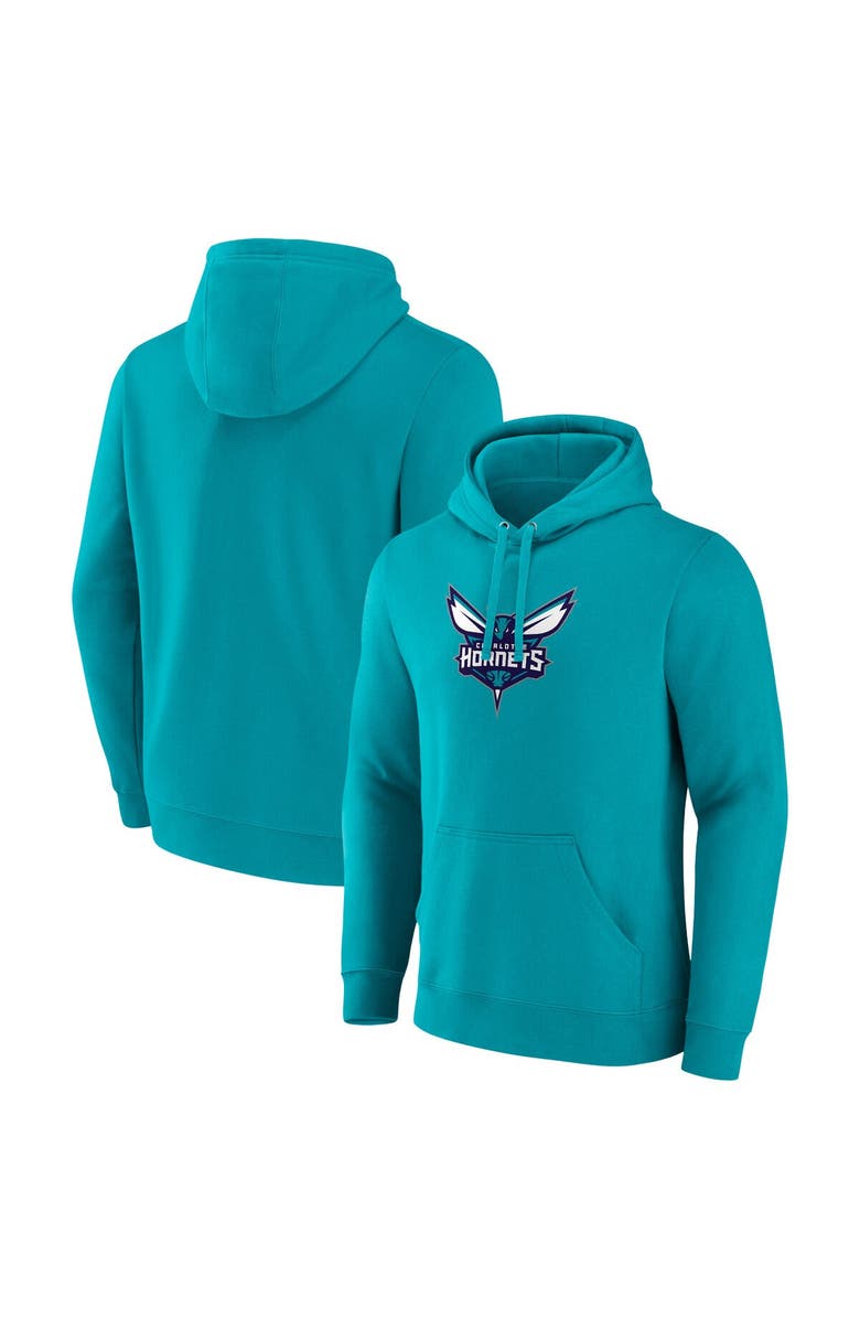 FANATICS Men's Fanatics Branded  Teal Charlotte Hornets Primary Logo Pullover Hoodie, Main, color, 