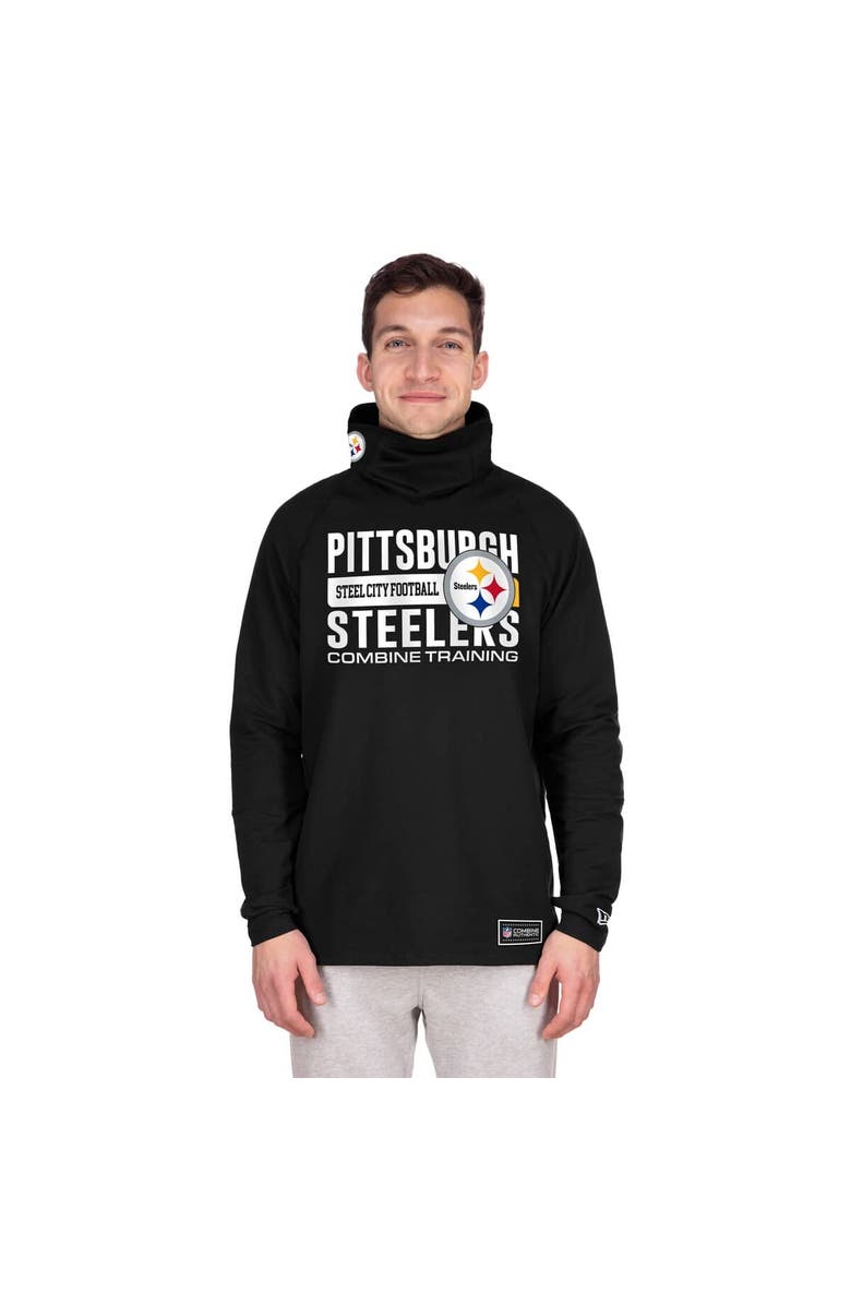 New Era Men's New Era Black Pittsburgh Steelers Functional Fandom Balaclava Helmet Stripe Tri-Blend Hoodie, Alternate, color, Black