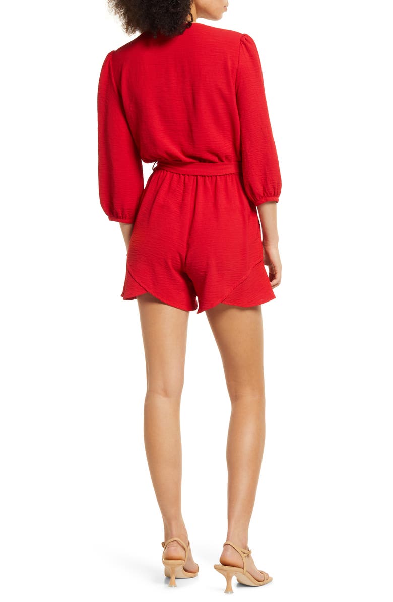 Fraiche by J Tulip Hem Romper, Alternate, color, Tomato