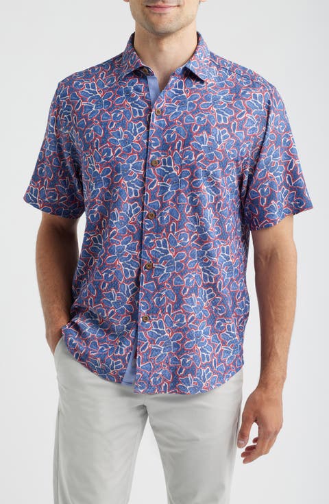 Coastal Ease Geo Rio Floral IslandZone® Short Sleeve Button-Up Shirt