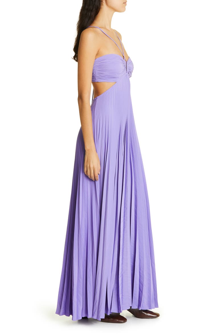 a.l.c. moira pleated halter maxi dress alc purple dress ALC Moira Halter Maxi Dress-parroquiadesanalbertomagno.com