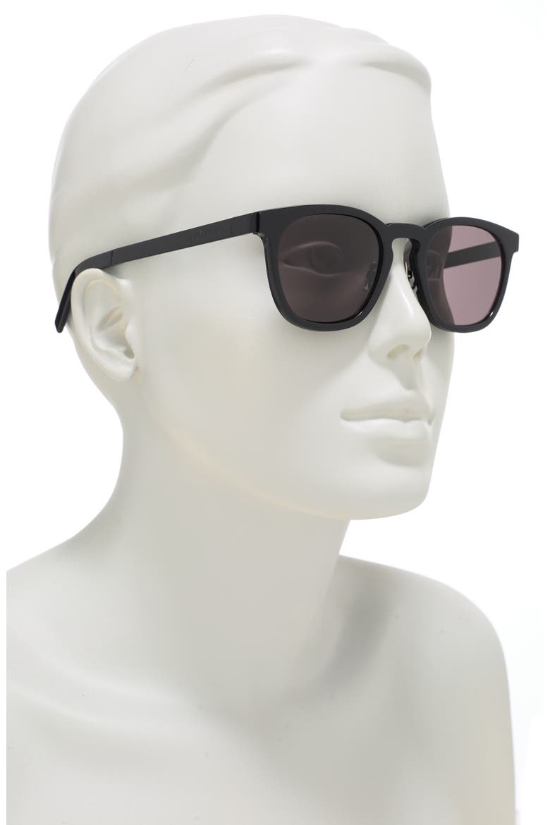 49mm Square Sunglasses, Alternate, color, SHINY BLK SEMIMATTE BLACK