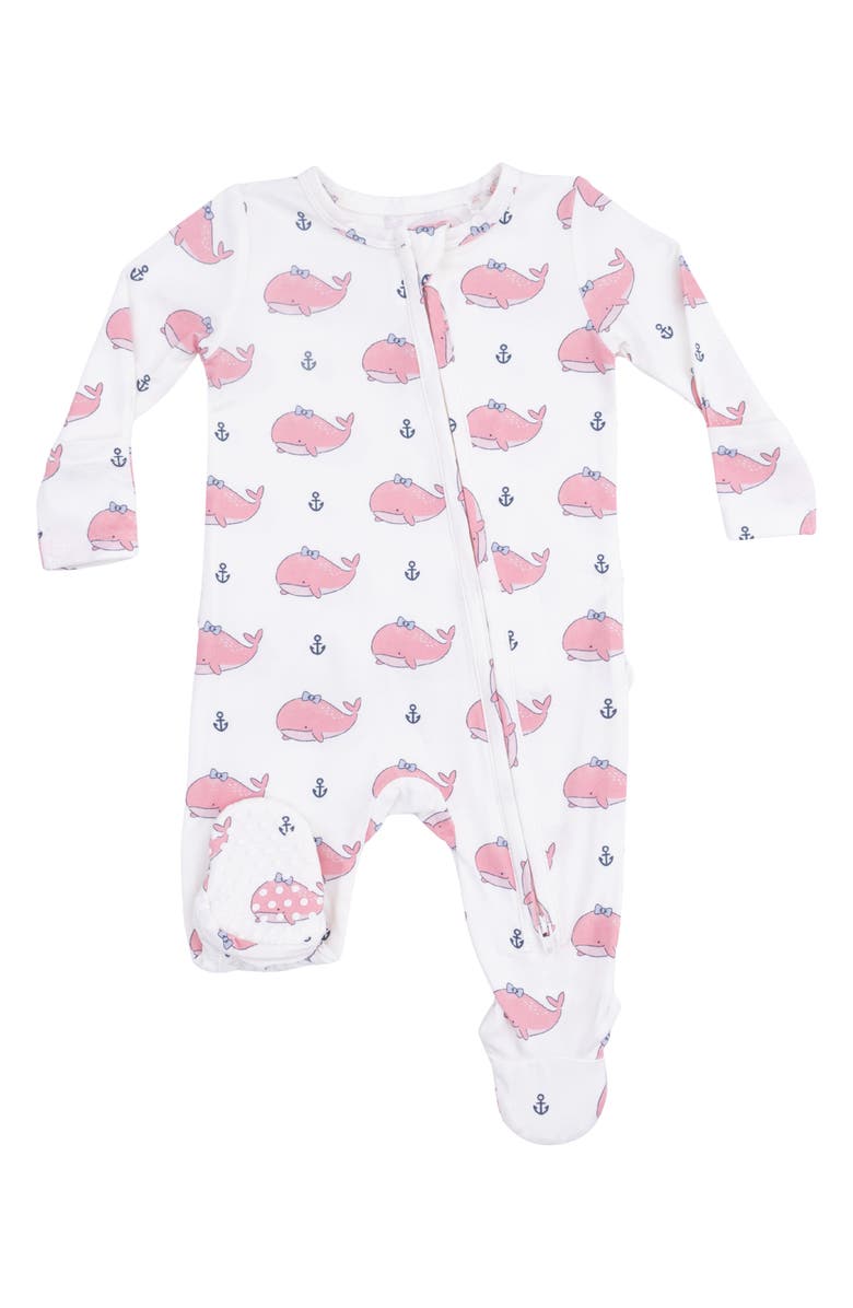 Angel Dear Bubbly Whale Footie, Main, color, Ivory Pink