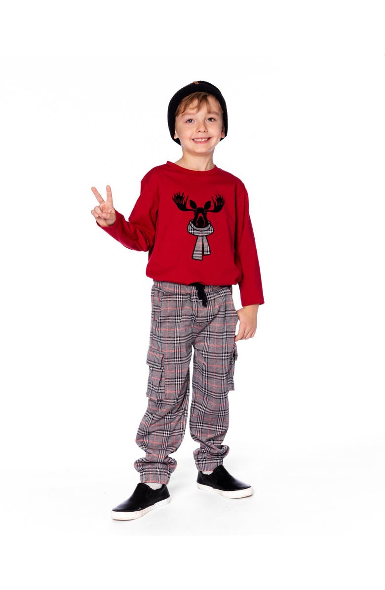 Deux par Deux Jersey T-Shirt with Moose, Main, color, Cherry Red