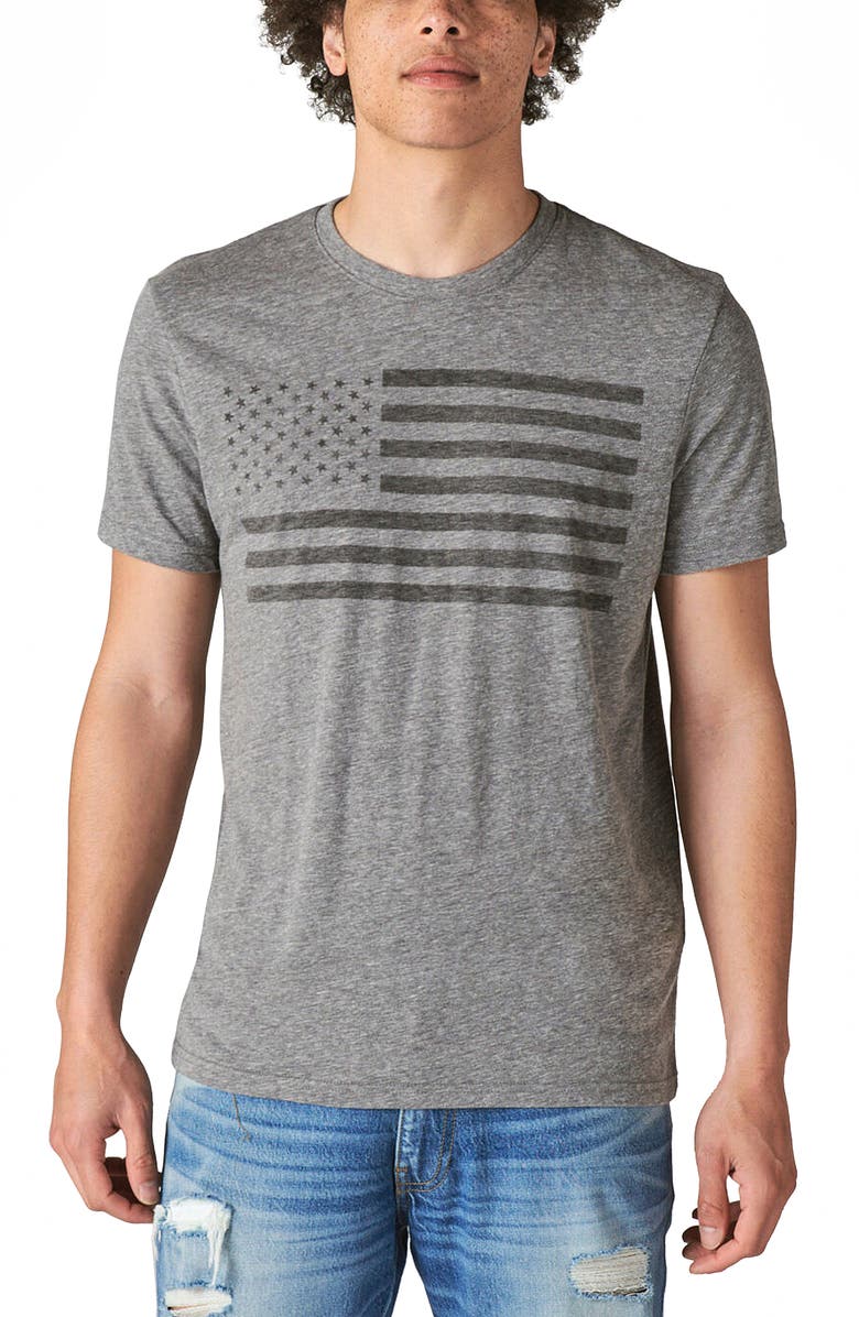 Lucky Brand US Flag Graphic Tee, Main, color, Grey
