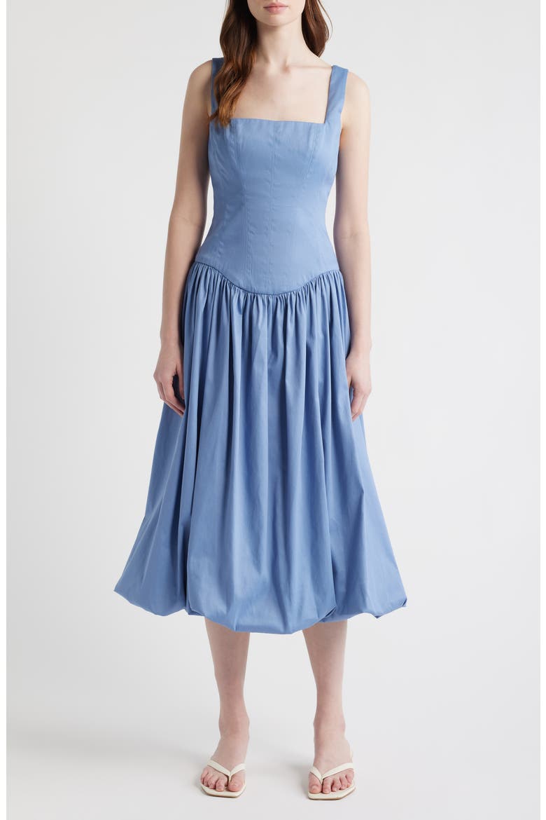 Birdie Drop Waist Fit & Flare Midi Dress, Main, color, CORNFLOWER BLUE