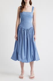 Black Halo Birdie Drop Waist Fit & Flare Midi Dress