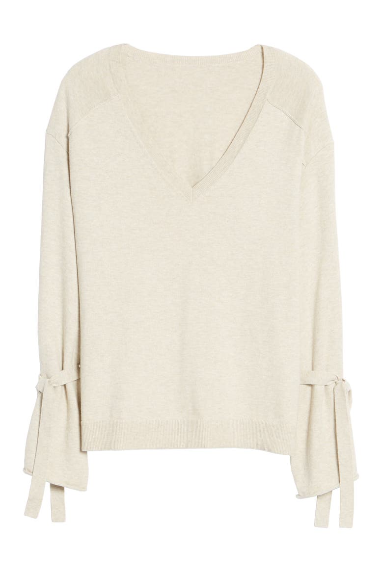 Tie Bell Sleeve Top, Alternate, color, BEIGE OATMEAL MEDIUM HEATHER