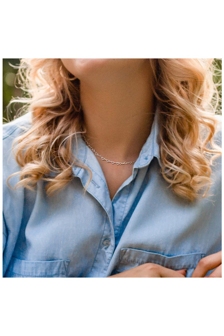Sterling Silver Heart Link Necklace, Alternate, color, SILVER
