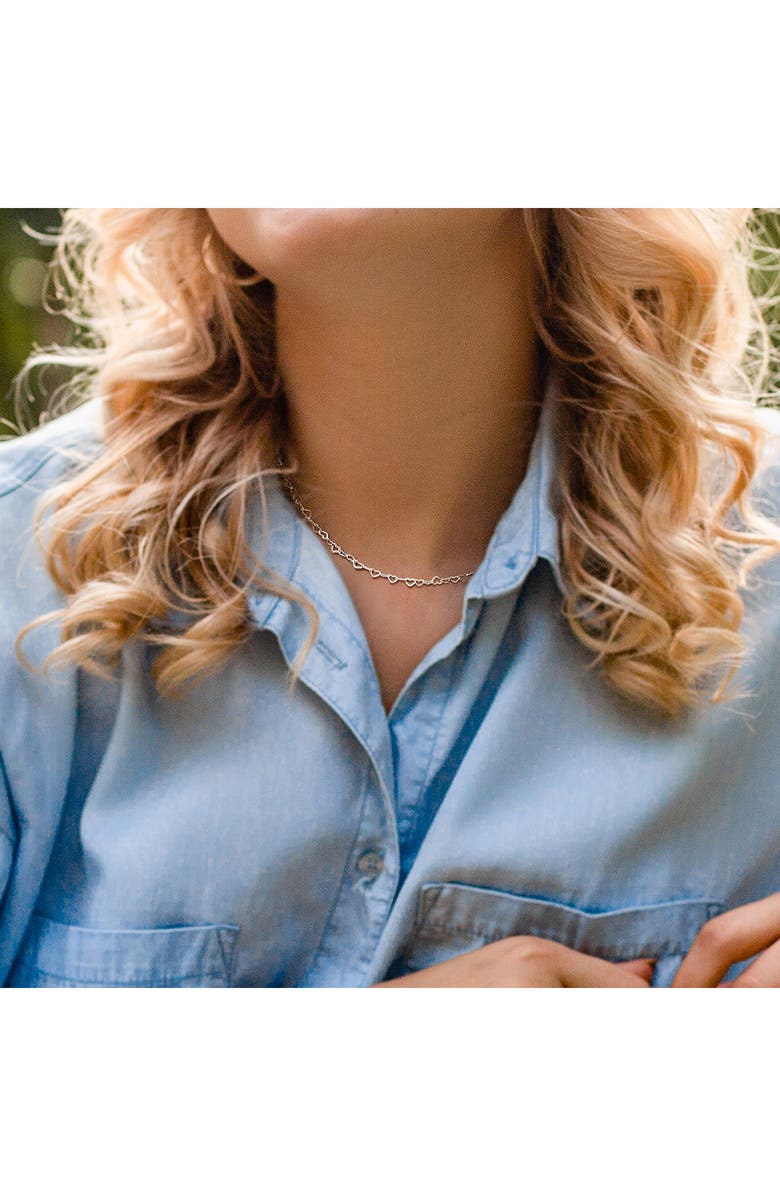 DELMAR Sterling Silver Heart Link Necklace, Alternate, color, Silver