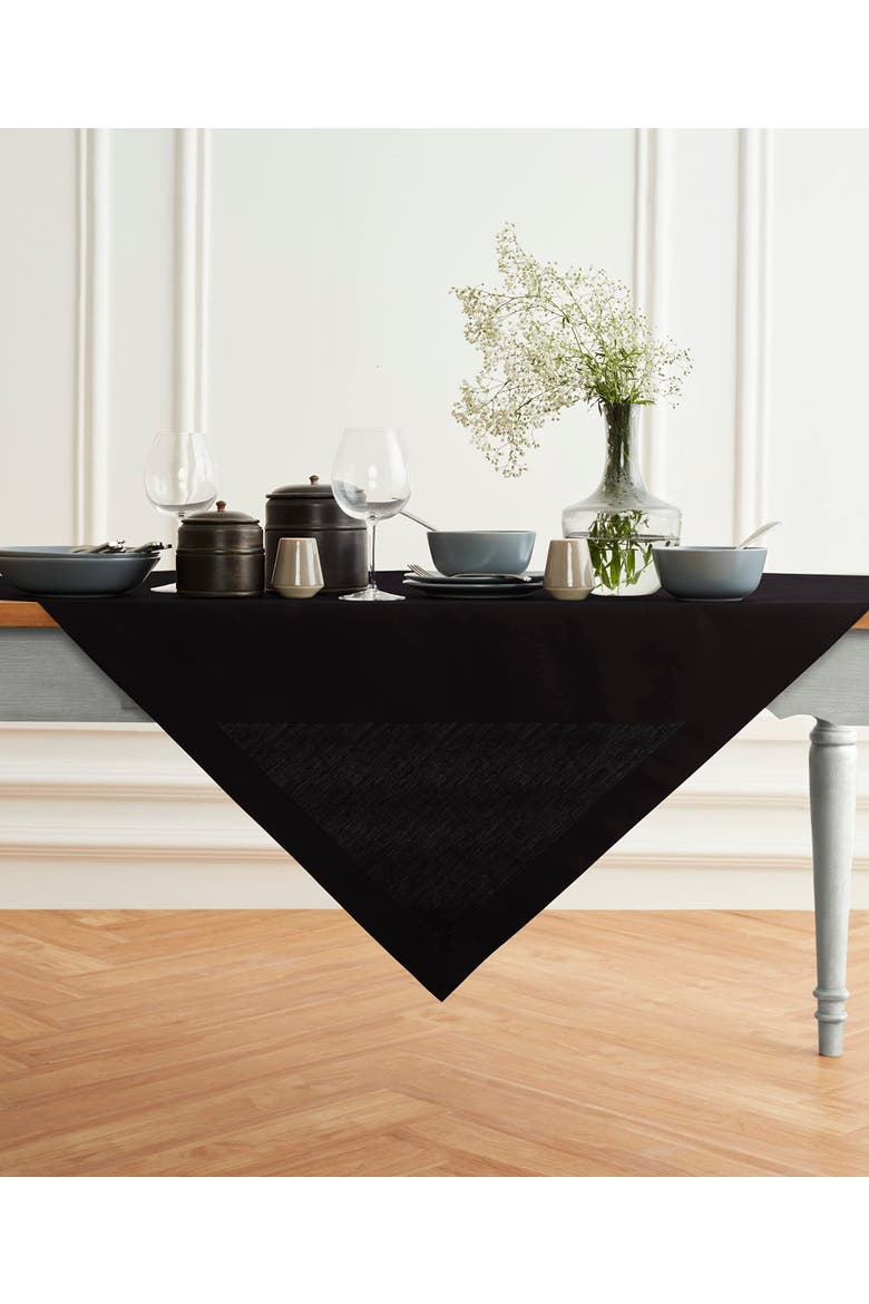 Cotton Linen Plain Table Throw 52 x 52 Inch - Dru, Main, color, Black