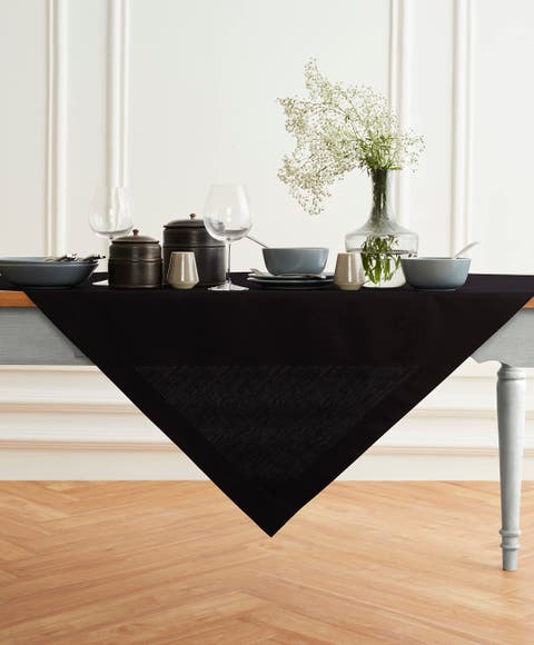 Cotton Linen Plain Table Throw 52 x 52 Inch - Dru