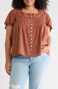 BOHO ME Crochet Inset Square Neck Top