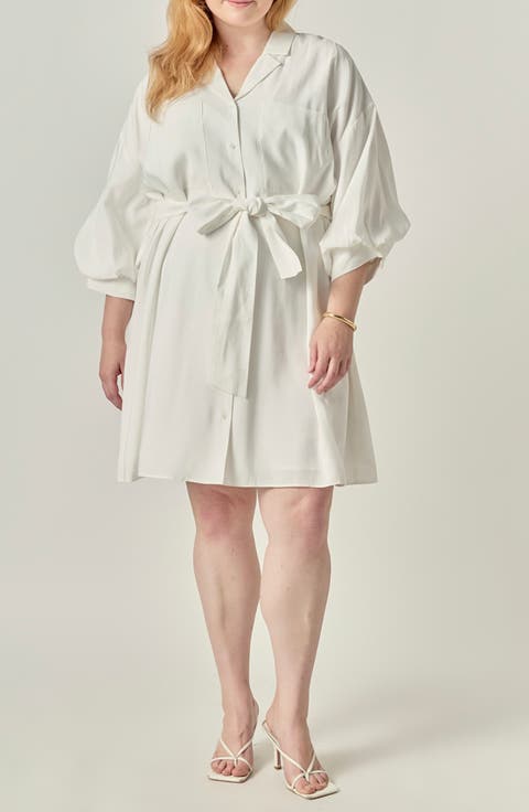Tie Waist Mini Shirtdress