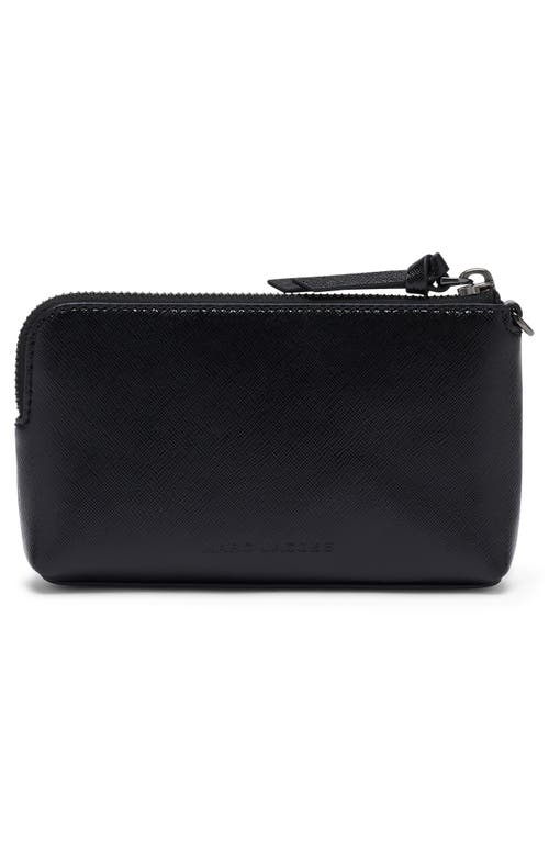Marc Jacobs The Snapshot Wristlet Leather Clutch In Black