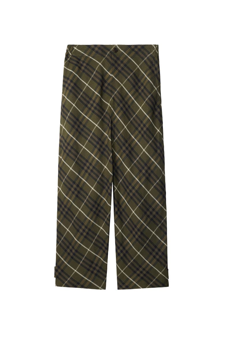 Check Linen Tailored Trousers, Main, color, Olive