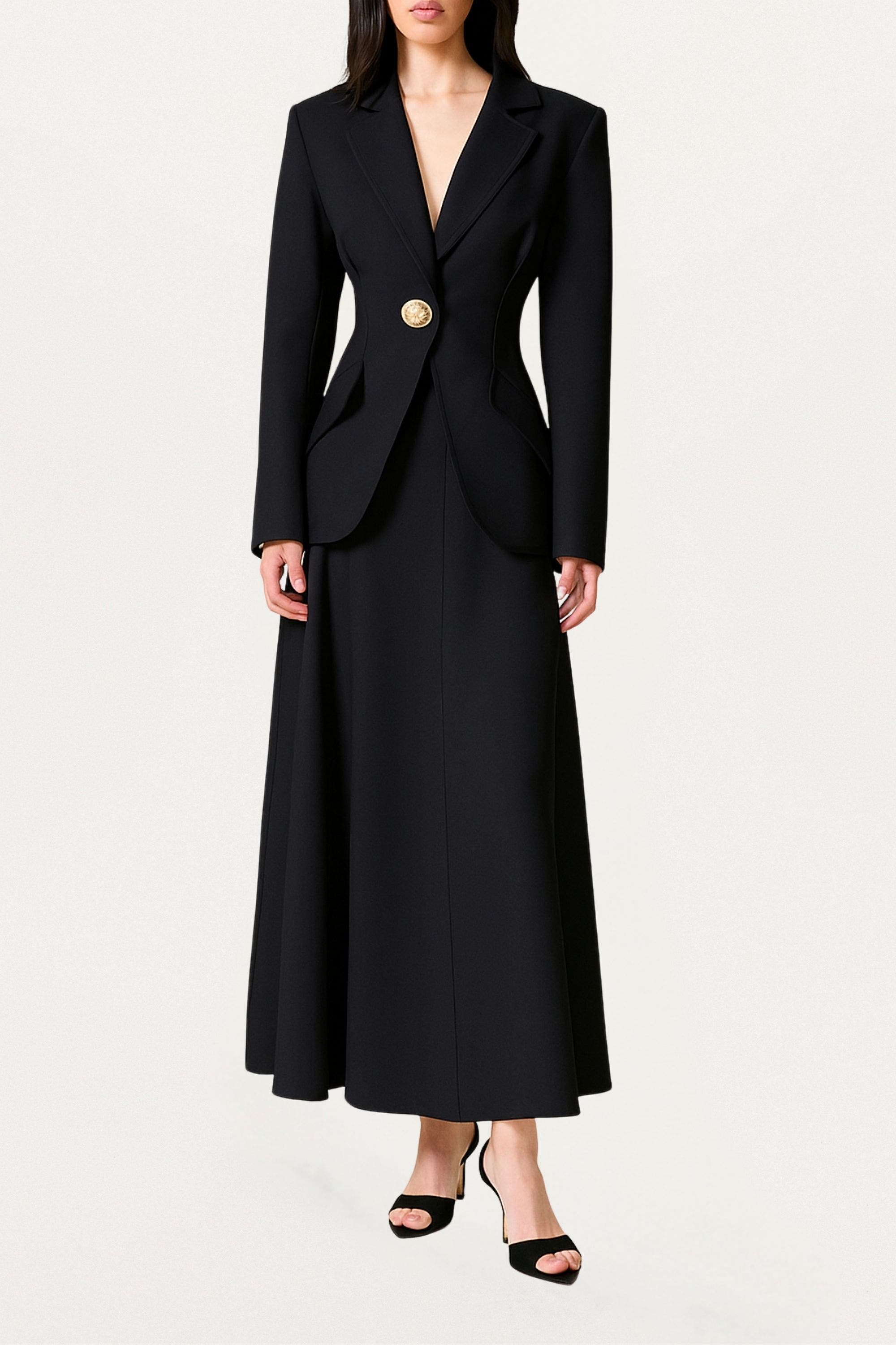 Gold Accent Padded Shoulder Jacket