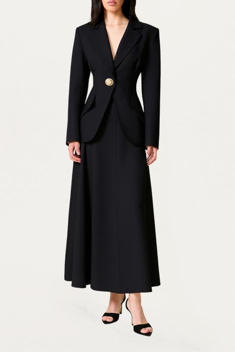 Gold Accent Padded Shoulder Jacket