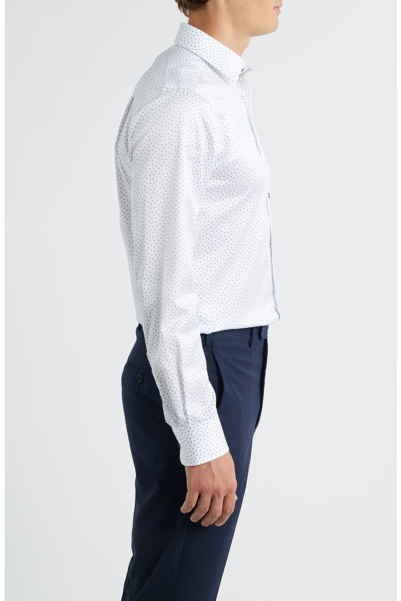 Trim Fit Neat Print Cotton Dress Shirt, Alternate, color, WHITE/ NAVY