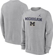 Jordan Brand Men's Jordan Brand Heather Gray Michigan Wolverines Primetime Primary Stack Pullover Sweatshirt