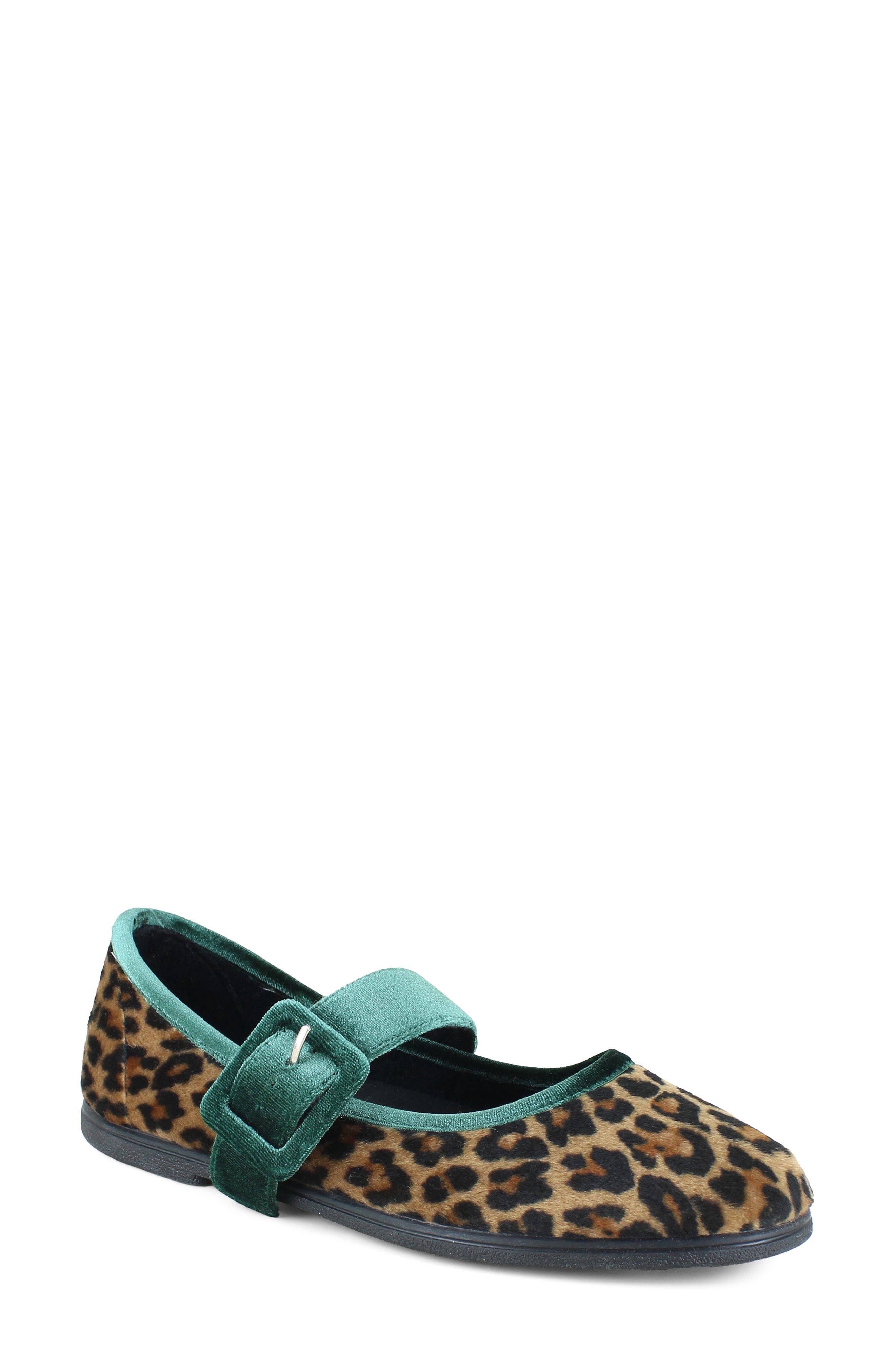 Animal Print Mary Jane Flat, Main, color, LEOPARD FABRIC