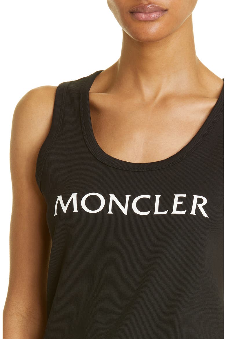 Logo Cotton Rib Tank Top, Alternate, color, BLACK