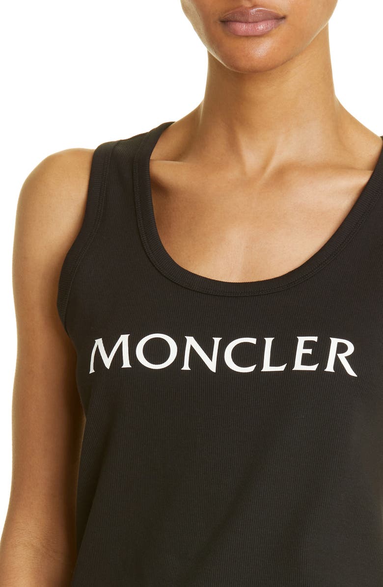 Moncler Logo Cotton Rib Tank Top, Alternate, color,