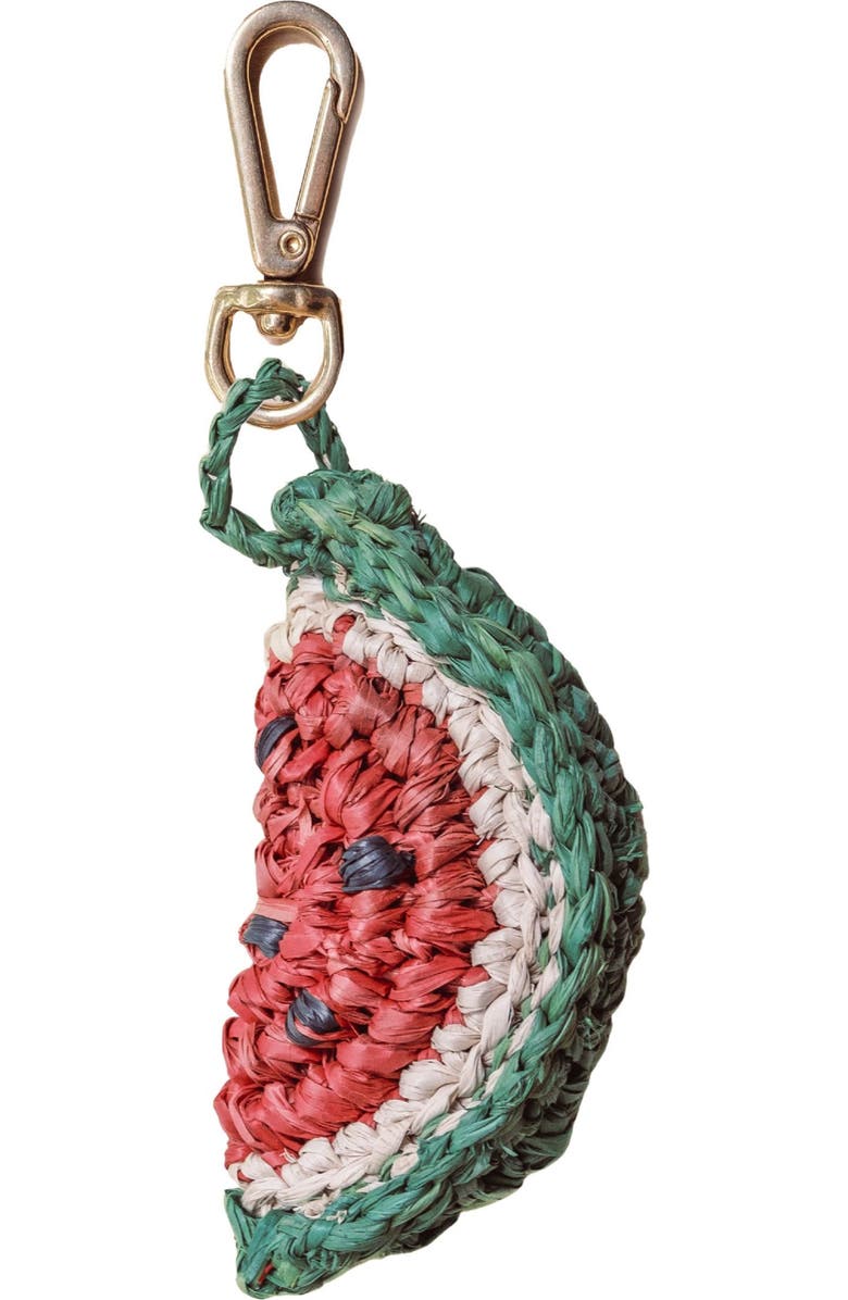 LIKHA Watermelon Raffia Bag Charm, Main, color, Red