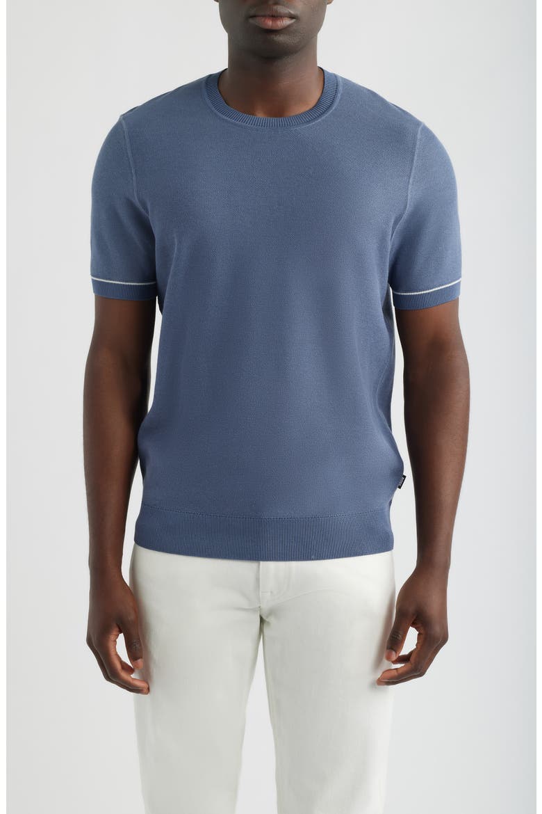 H-Nalon Textured Cotton & Lyocell Top, Main, color, OPEN BLUE
