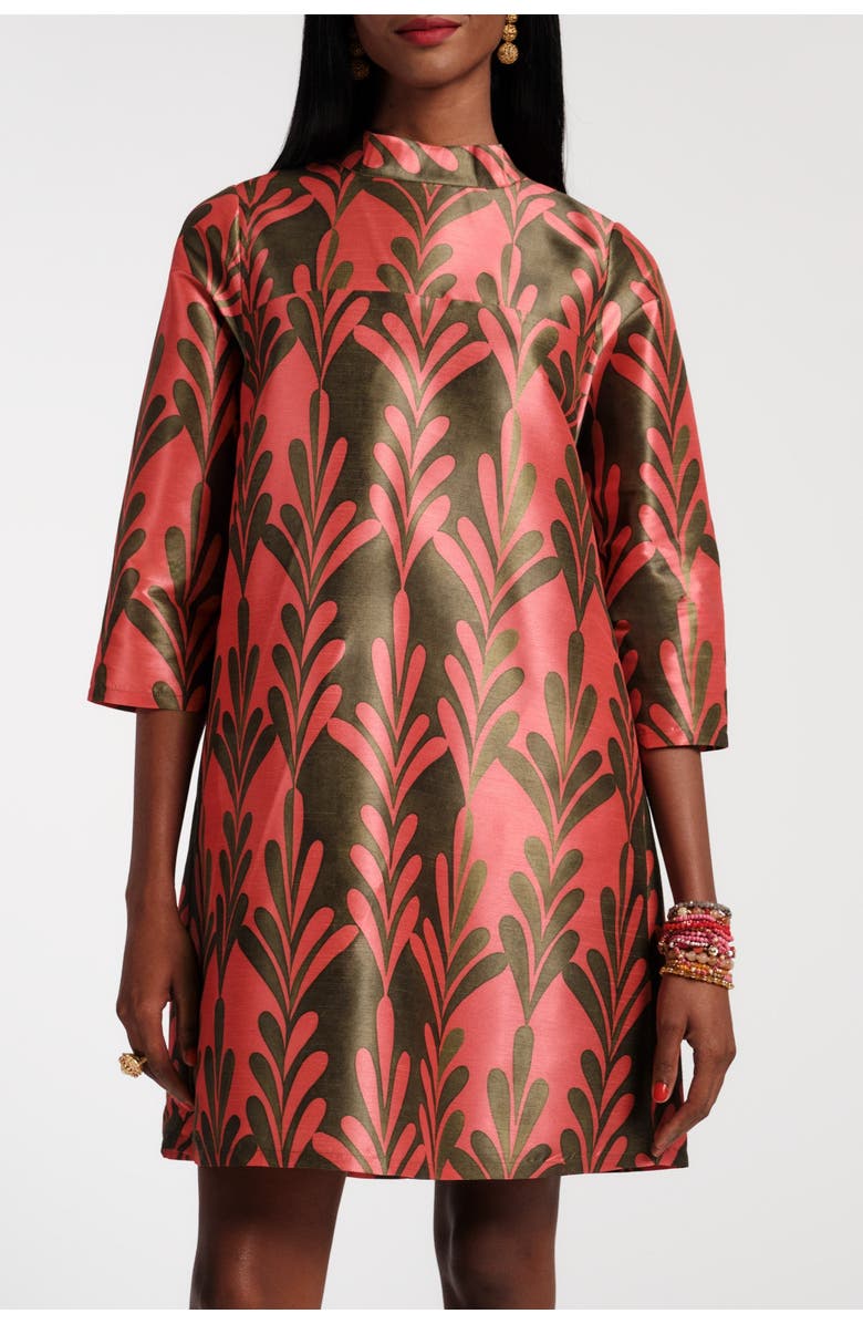 Frances Valentine Diplomat Mini Dress Royal Palm Poly Dupion, Main, color, Watermelon