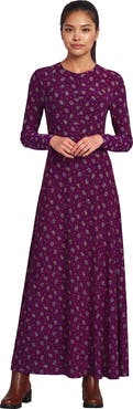 Lands' End Silky Knit Ruched Maxi Dress