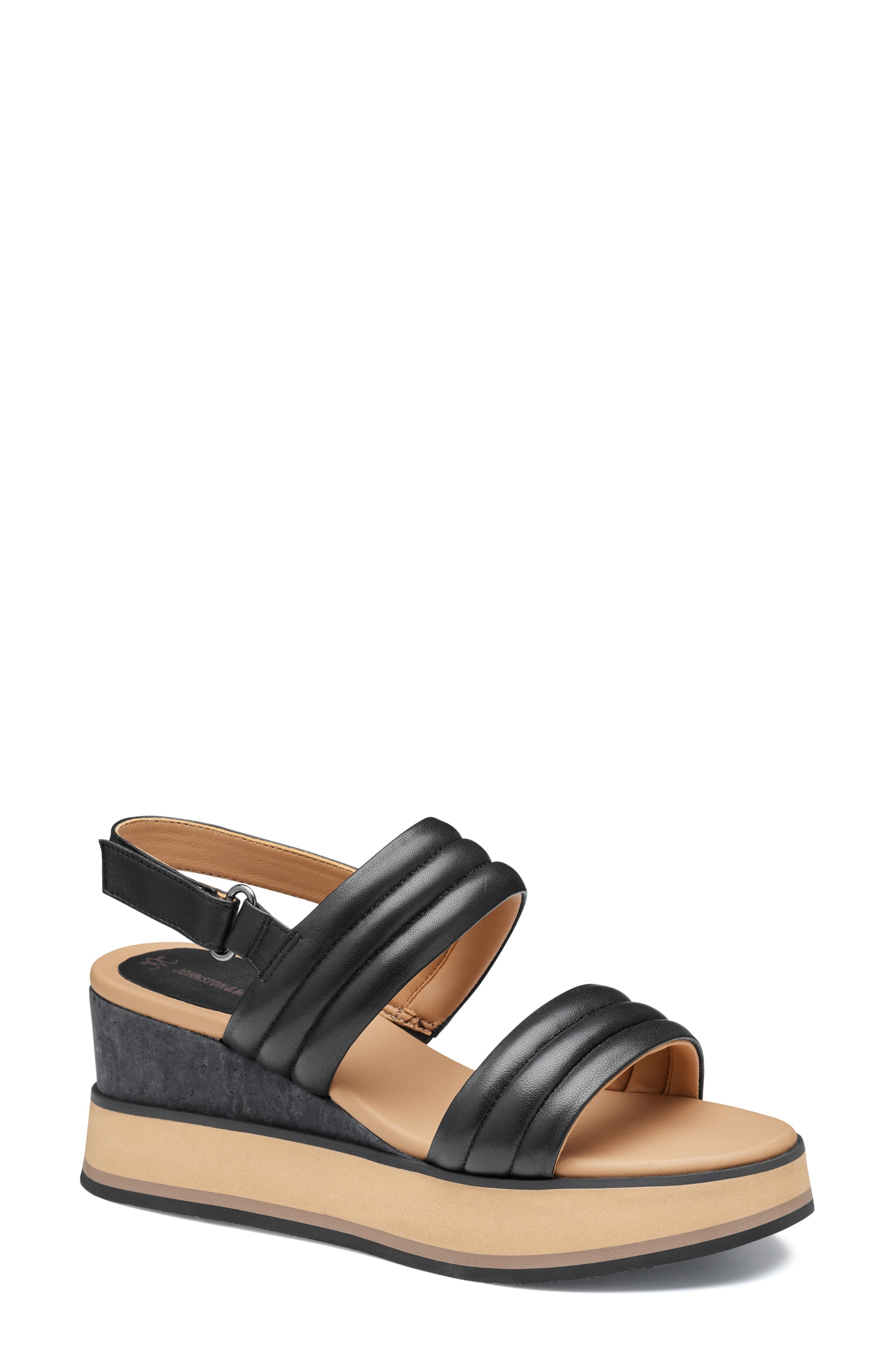 Colleen Wedge Sandal, Main, color, BLACK GLOVE LEATHER