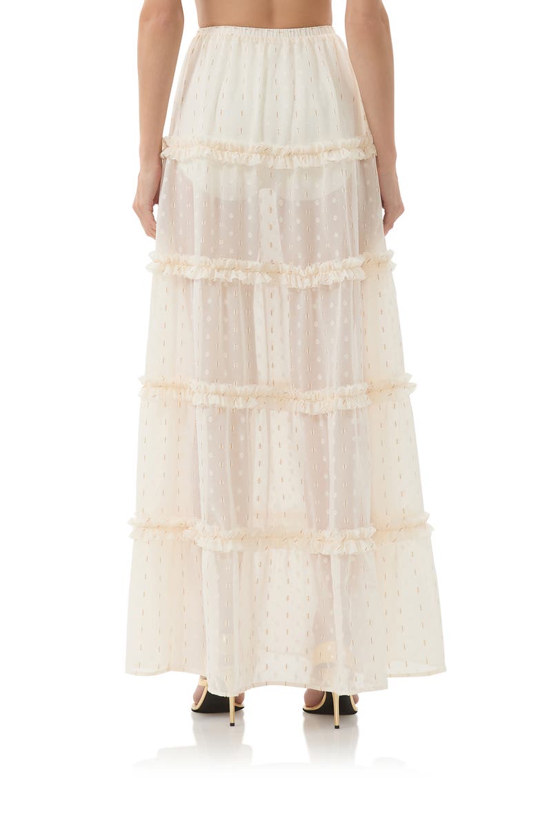 AFRM Sabina Clip Dot Tiered Maxi Skirt, Alternate, color, Gardenia