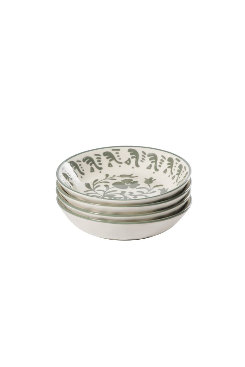 2-Time Oprah's Favorite Things Valencia Flor 4 Piece Stoneware 8in Dinner Bowl Set, Alternate, color, Fern Green