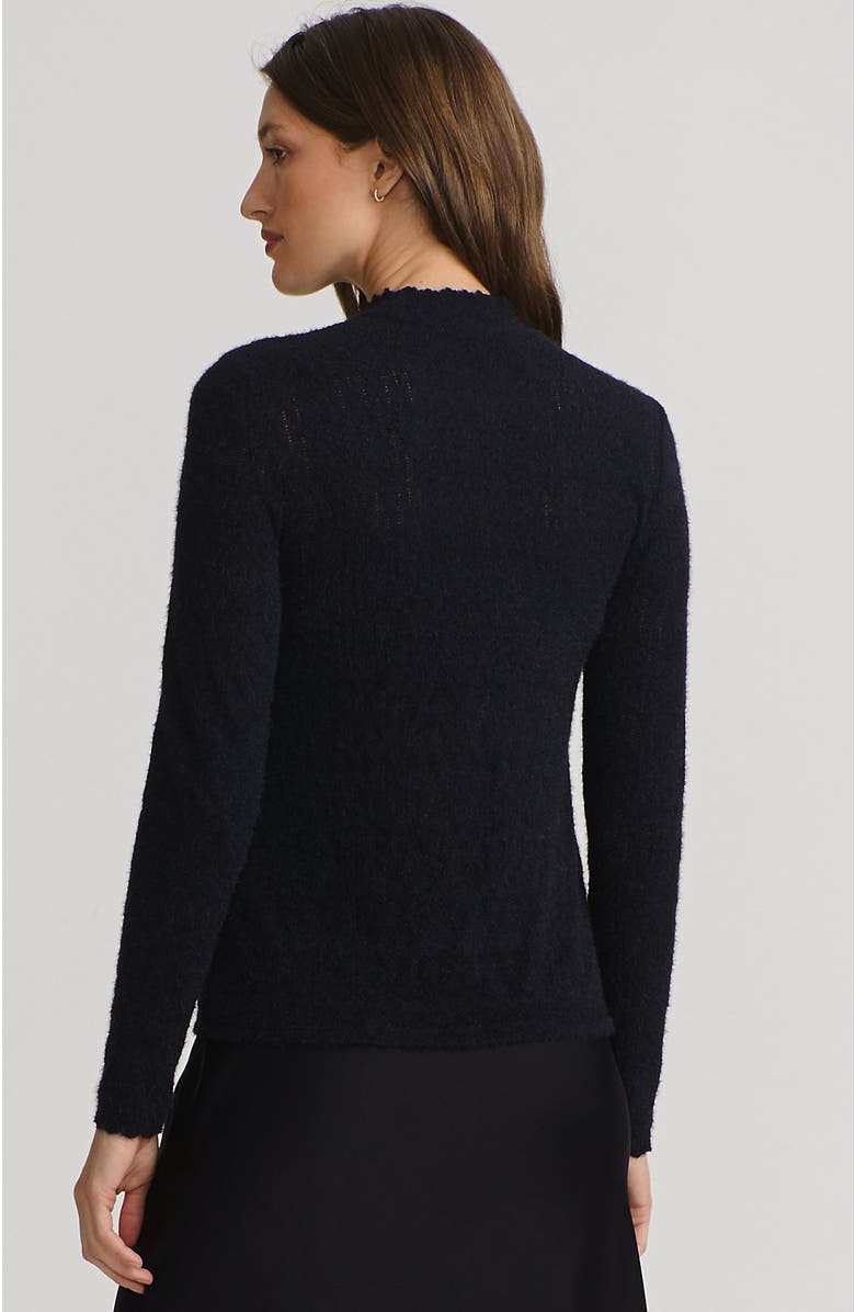 Lands' End Long Sleeve Brushed Lace Mock Neck Top, Alternate, color, Black