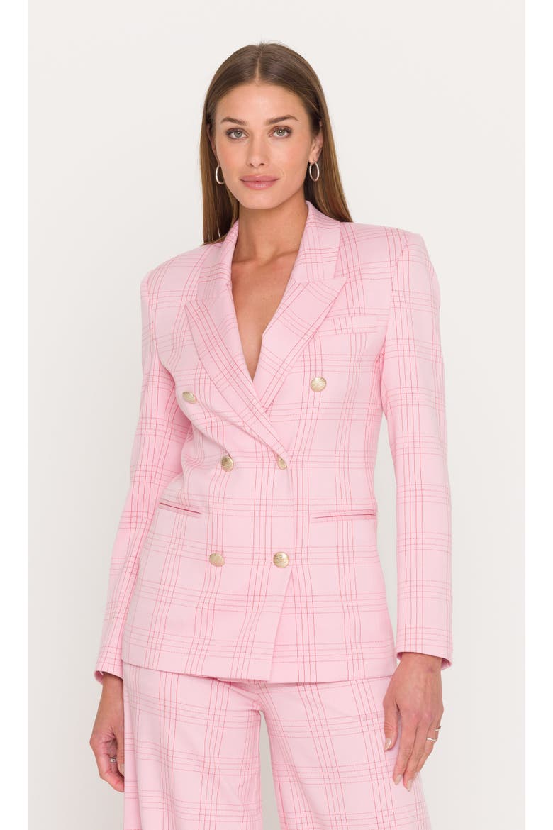 Joselle Windowpane Suiting Blazer, Main, color, Pink/Red Plaid
