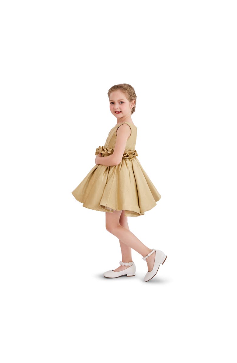 Tulleen Harmony Ruffle Waist Formal Dress, Alternate, color, Gold