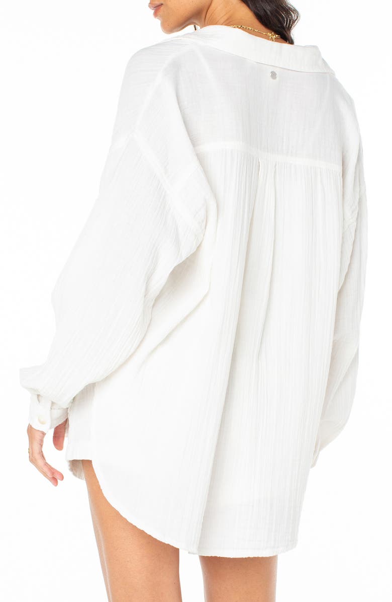 Roxy Morning Time Cotton Gauze Button-Up Shirt, Alternate, color, 