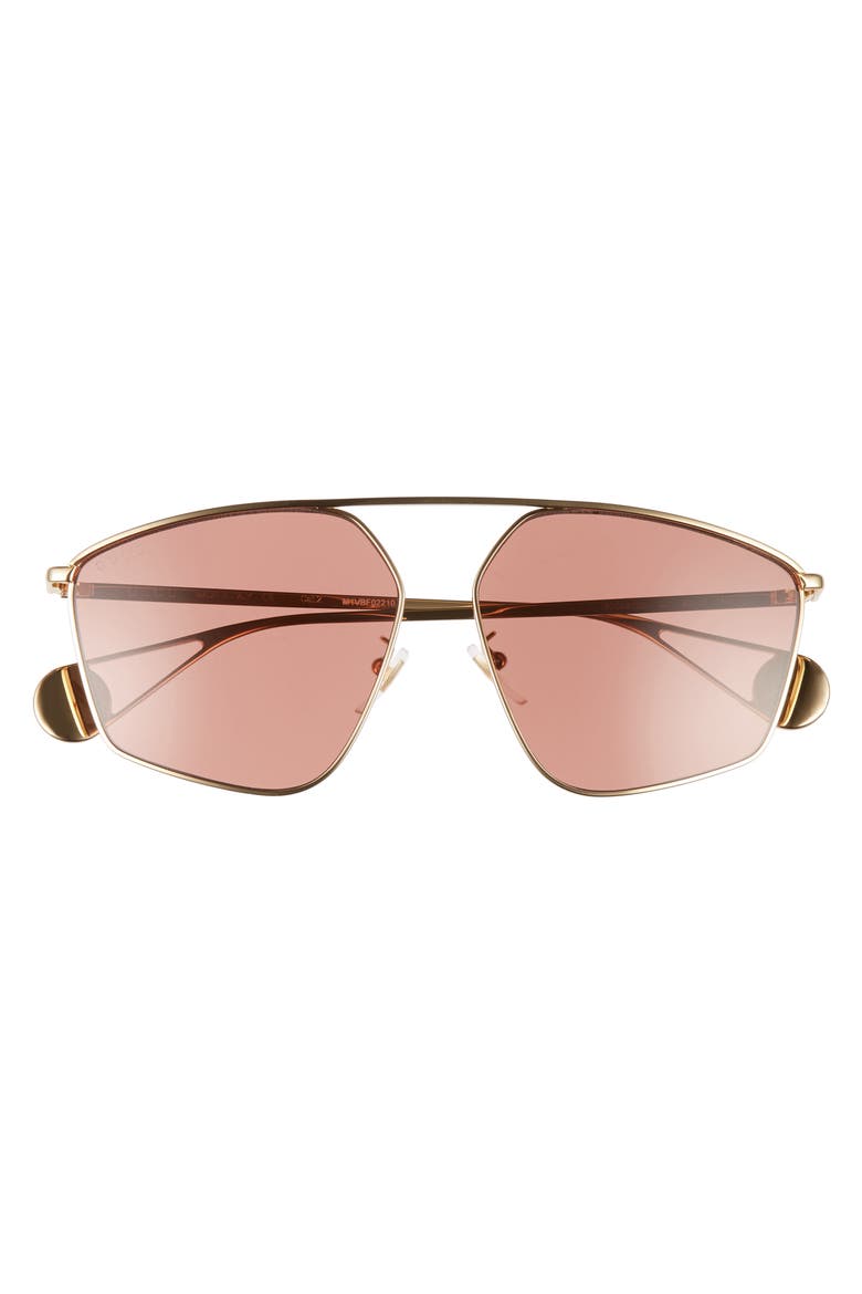 60mm Aviator Sunglasses, Alternate, color, SHINY ENDURA GOLD/ RED SOLID