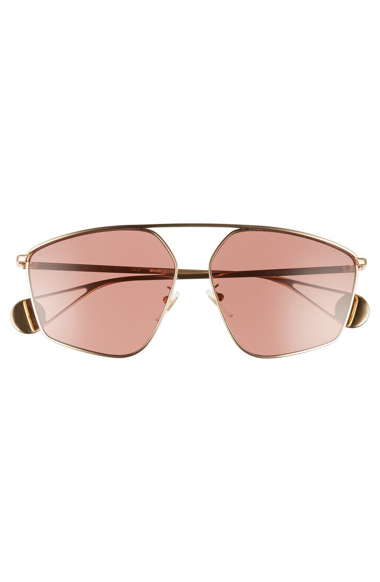 Gucci 60mm Aviator Sunglasses, Alternate, color, 