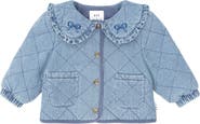 Huxbaby Vintage Bow Collar Denim Jacket