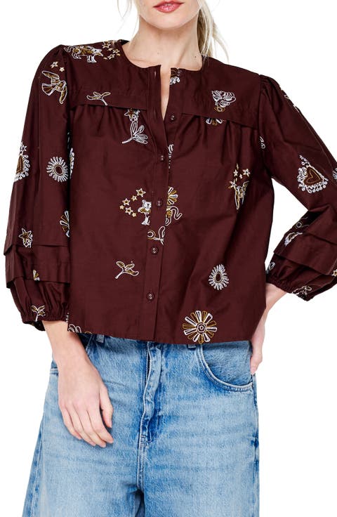 Liliane Embroidered Cotton Poplin Shirt
