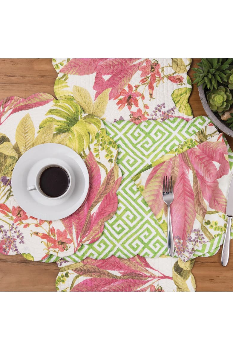 Moana Cotton Reversible Cloth Napkin Set of 6, Alternate, color, Green