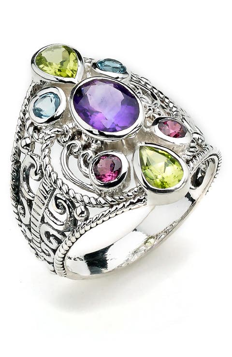 Sterling Silver Multi Gemstone Ring