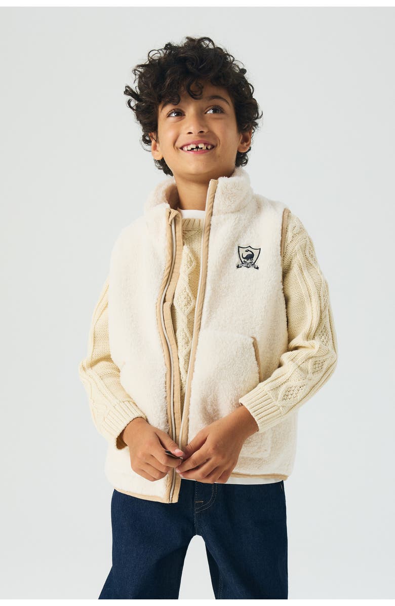 H&M Teddy Gilet, Alternate, color, Light Beige