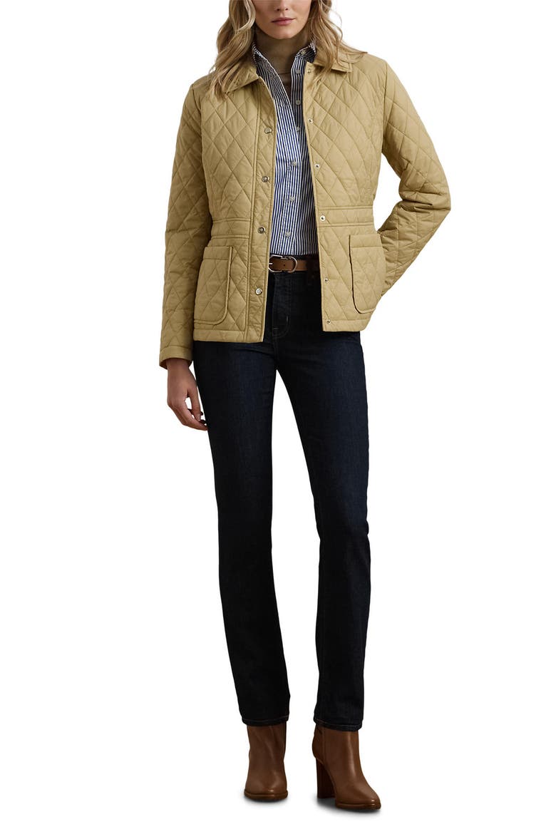 Diamond Quilted Snap-Front Jacket, Alternate, color, SAND DUNE