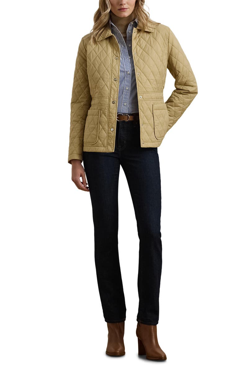 Lauren Ralph Lauren Diamond Quilted Snap-Front Jacket, Alternate, color, Sand Dune